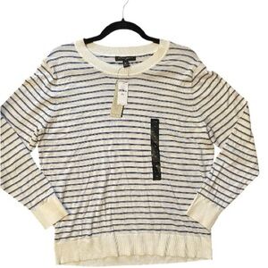 Banana Republic Navy and White Striped Knit Cotton blend sweater size XLP